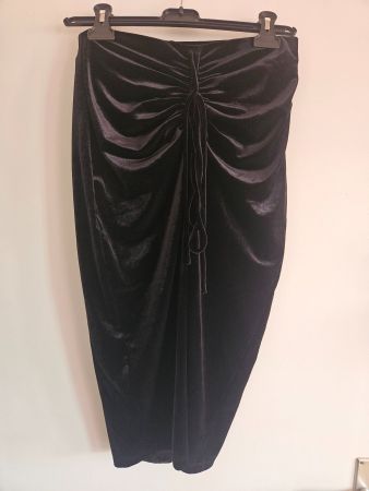 Elegante Samt Rock, Schwarz, Grösse M -