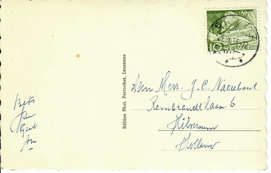 Ansichtskarten: Kollegium Schwyz 1955 – Gebraucht aus Hochdorf von Ziegel-16 1