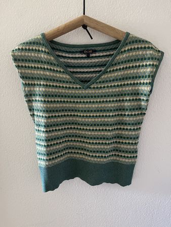 King Louie Retro V-Neck Sleeveless Top Size L Summer