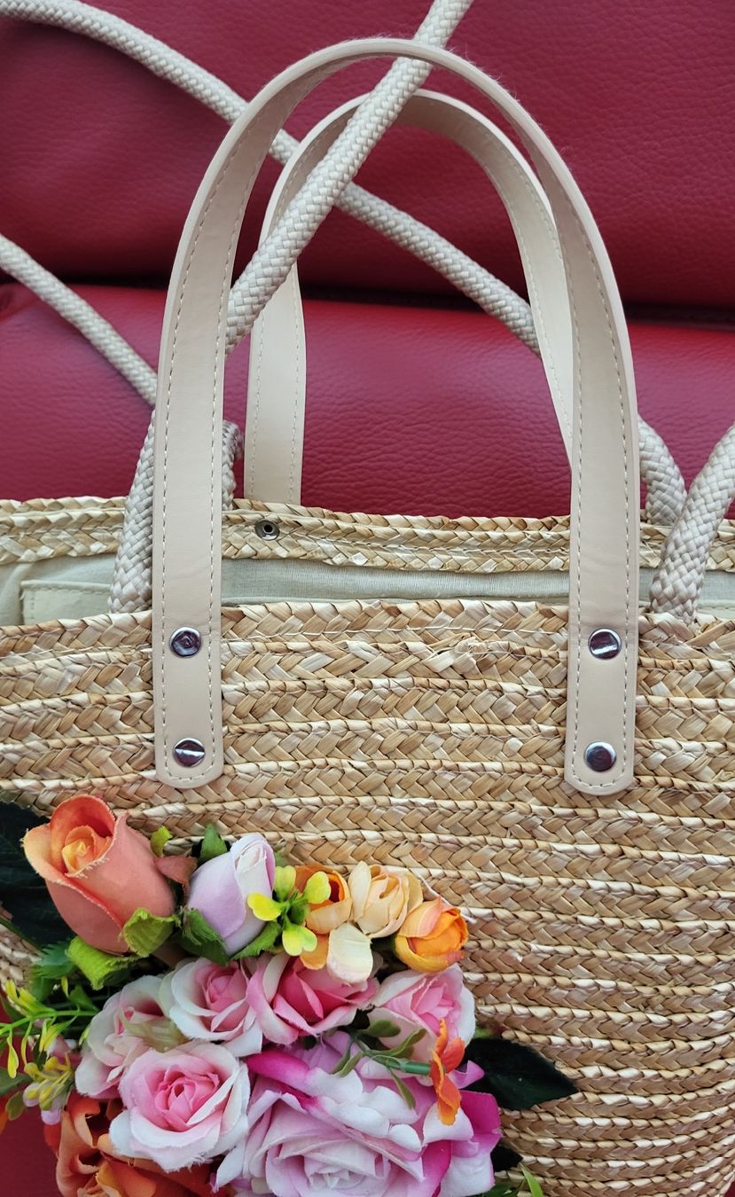 Borse da donna: Sac en paille décoré fleurs – Usato da Fribourg venduto da VictoriaShop7 4
