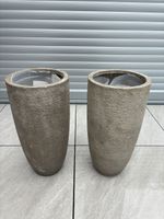 2er Set Steingut-Pflanzgefässe hoch, wetterfest, ca. 47cm ho