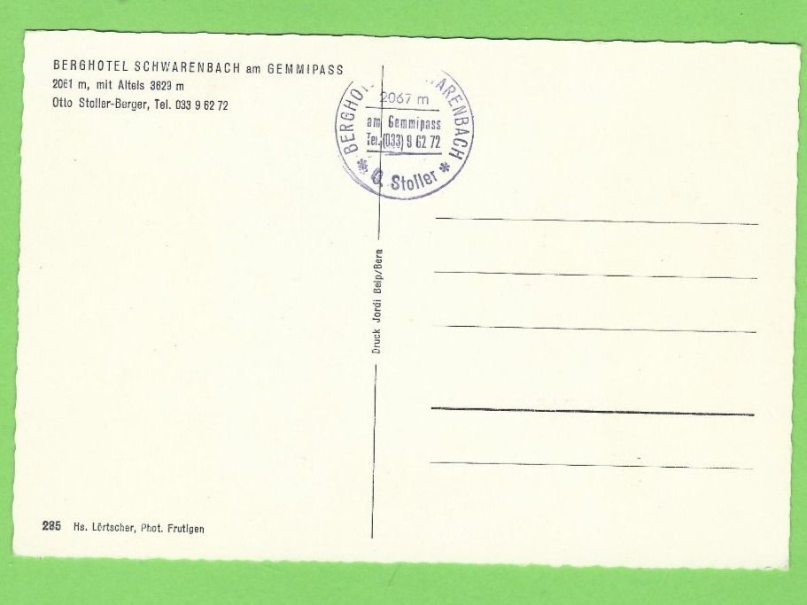 Cartoline postali: Berghotel Schwarenbach am Gemmipass – Usato da Zürich venduto da t24_de 1