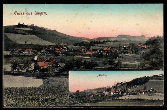 Cartoline postali: AK Utzigen, Anstalt, Ortsansicht – Usato da Berlin venduto da bartko-reher