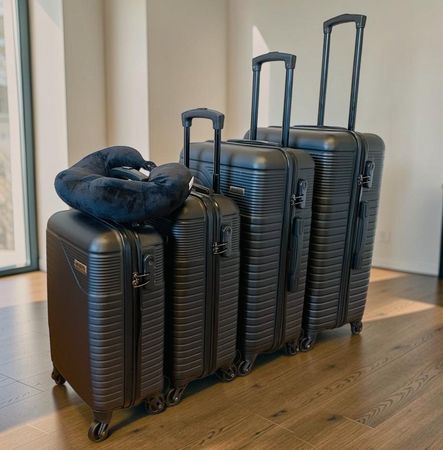 5-teilig Hartschalenkoffer Set Schwarz Reisekoffer NEU