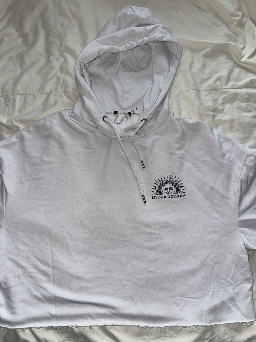 Bershka Maglioni & Felpe: Weisser Kapuzenpullover mit Sonne & Mond Motiv, M – Nuovo (secondo la descrizione) da Köniz venduto da lar_m9xk