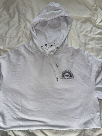 Weisser Kapuzenpullover mit Sonne & Mond Motiv, M