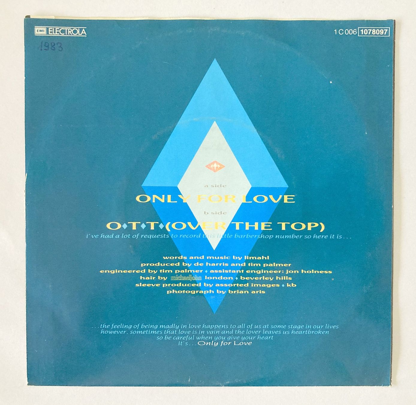 Vinyles: LIMAHL - ONLY FOR LOVE – D'occasion à Bottens par hotter-than-hell 1