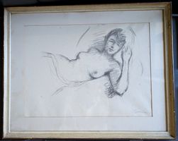 EMIL BEURMANN (1862–1951) : Nu couché, fusain sur papier