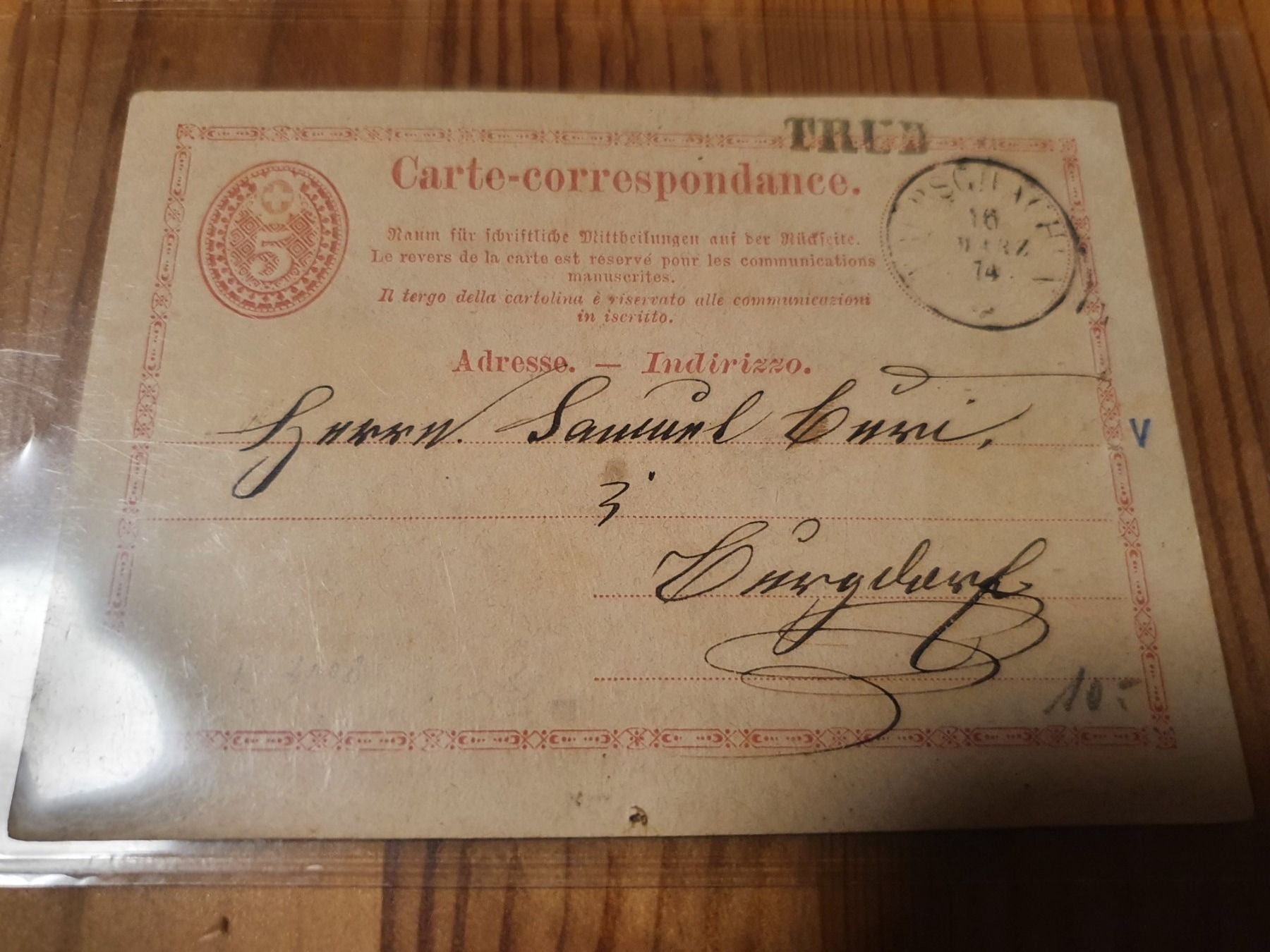 Tutti i francobolli: Carte - Correspondance TRUD / Burgdorf – Usato da Balgach venduto da SIMEON27 1