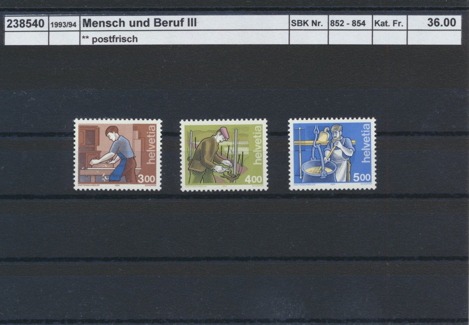 Tutti i francobolli: 1993/94 "Mensch und Beruf III", ** postfrisch – Nuovo (secondo la descrizione) da Winterthur venduto da Zupogeru