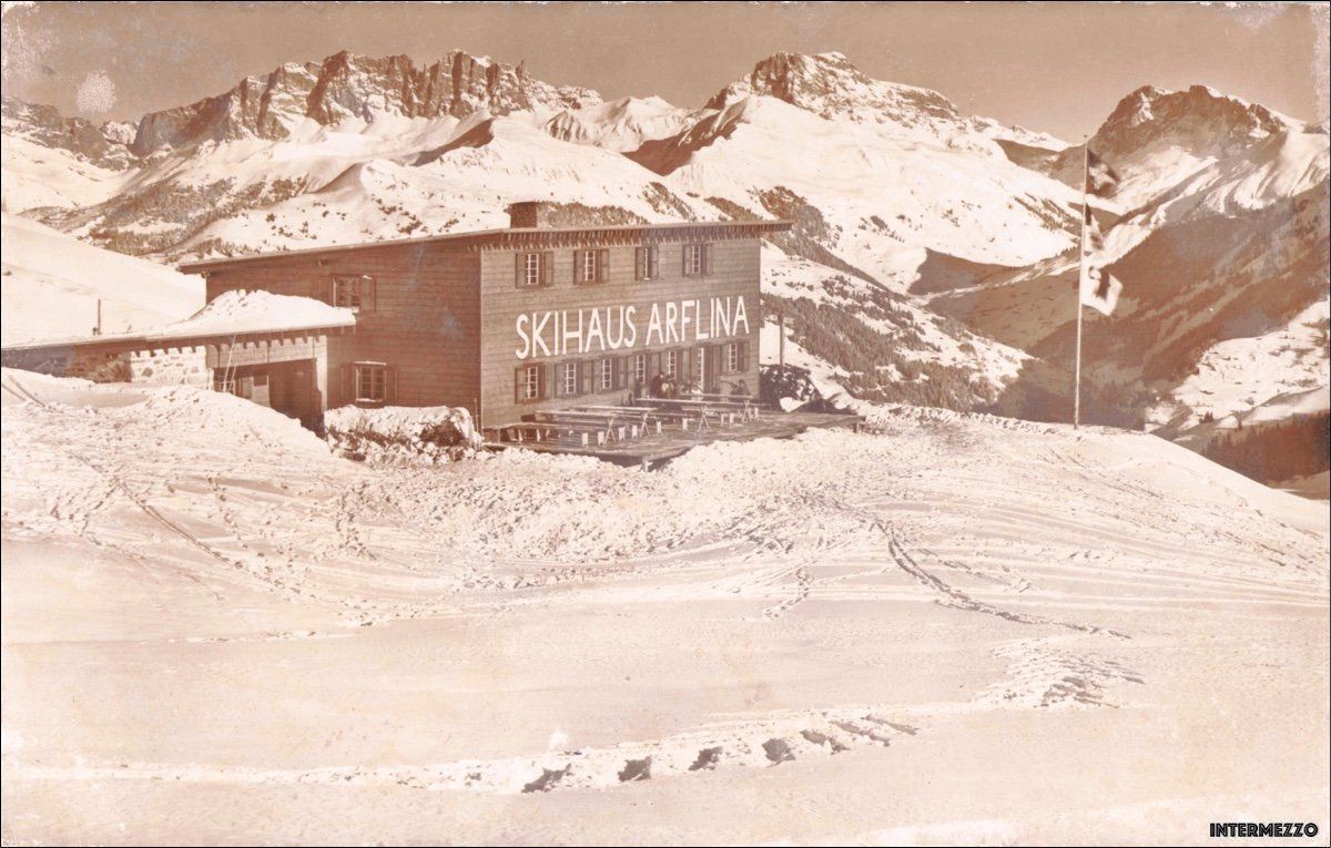 Cartoline postali: Fideriser Heuberge Skihaus Arflina 1956 – Usato da Basel venduto da intermezzo12