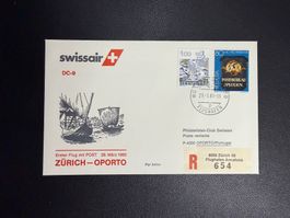 Swissair Erstflugbrief Zürich-Porto 1983