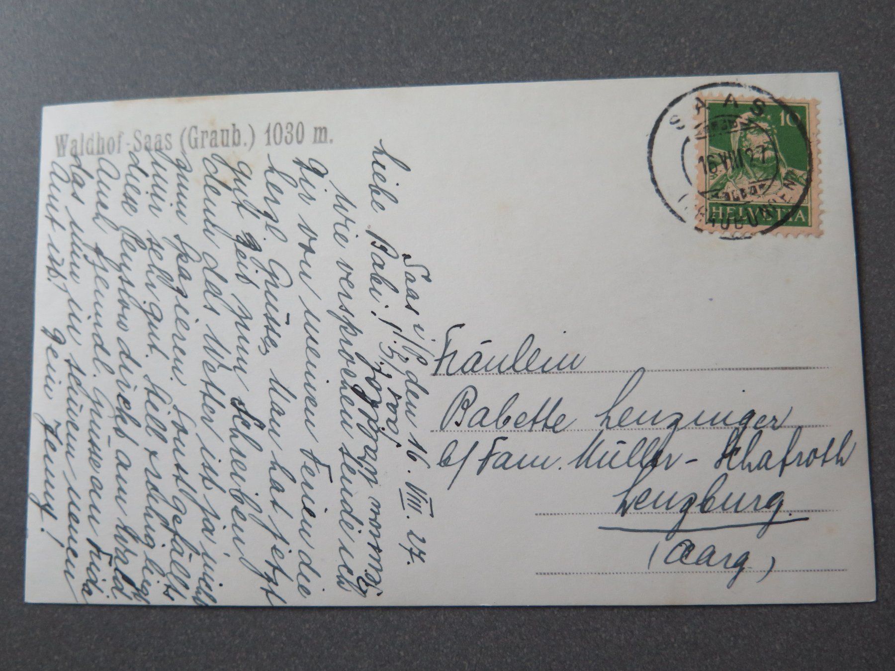 Cartoline postali: SAAS - WALDHOF-SAAS (GRAUB.) – Usato da Wittenbach venduto da lipasal 2