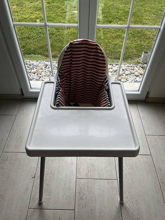 Kinderhochstuhl mit Tablett, weiß/silberfarben 1