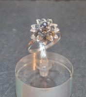 Blüten-Ring – 925 Sterling Silber mit blauen Steinen