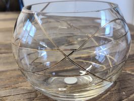 Partylite Windlicht Glas mit Golddeko