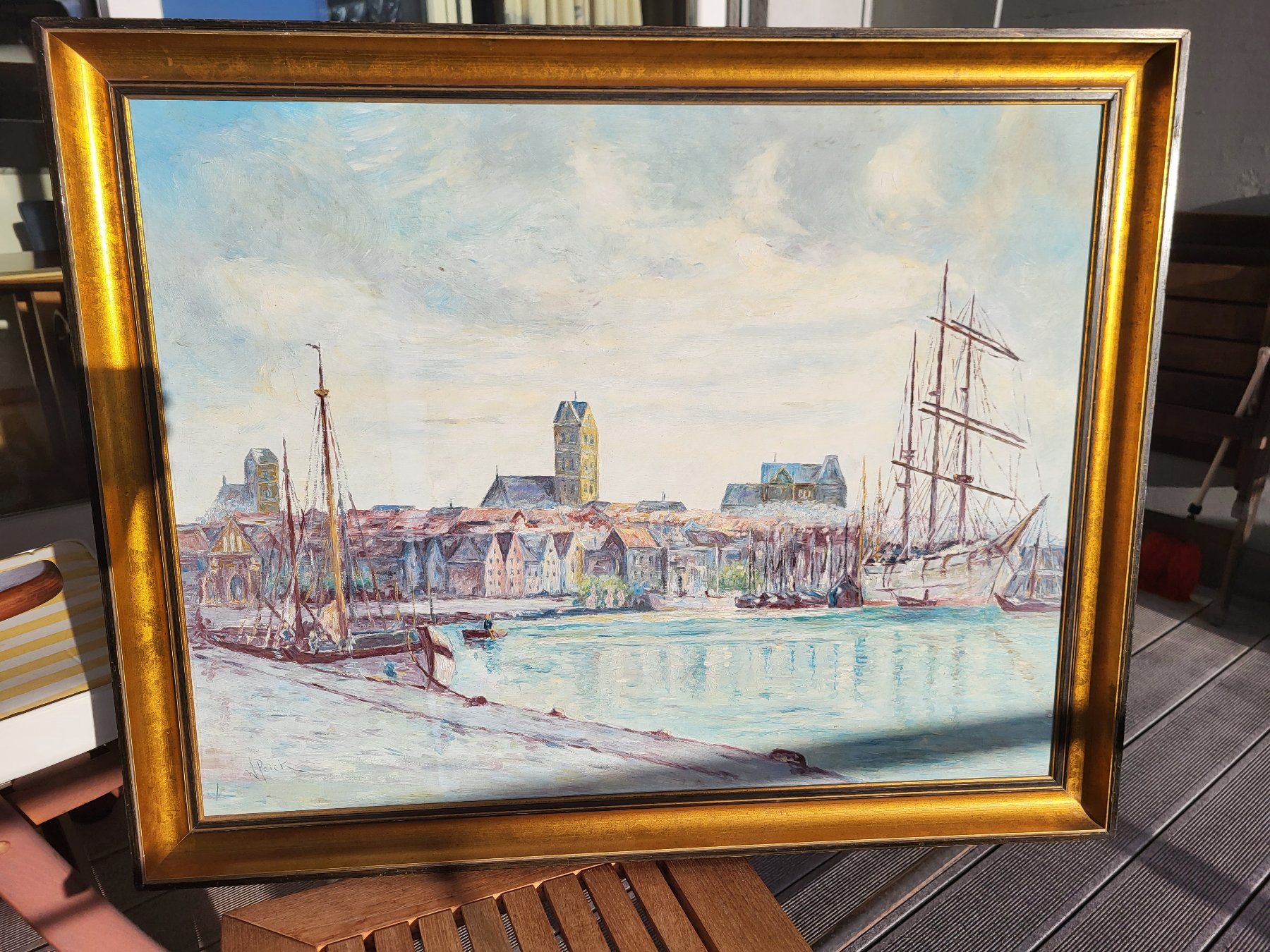 Gemälde: Gemälde WISMAR - Hafen / Stadtsilhouette – Gebraucht aus Gossau ZH von granby 1
