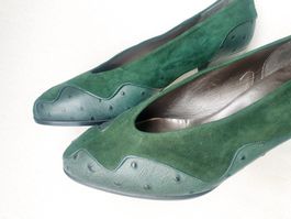 AROLA 37,5 VINTAGE LEDER GRÜN EINZELSTÜCK SCHUHE PUMPS TOP