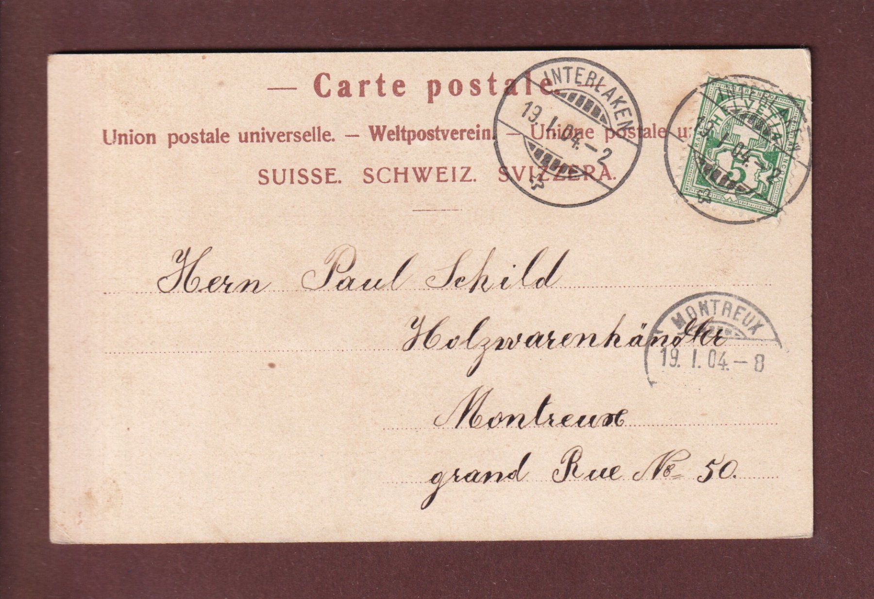 Cartoline postali: KLEINE SCHEIDEGG - Eiger und Mönch - 1904 – Usato da Pully venduto da nicecards 1