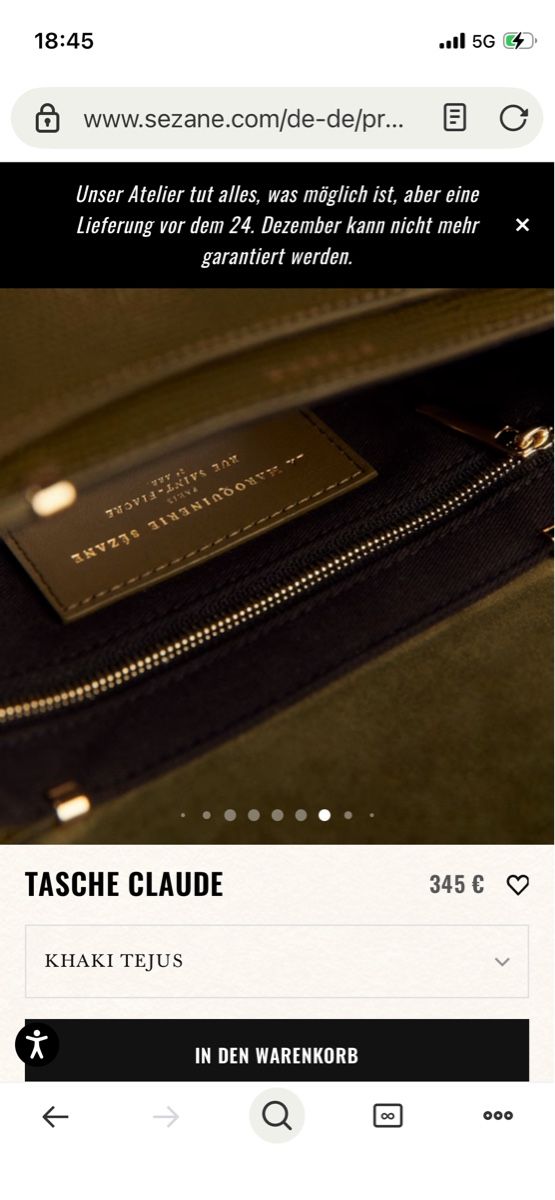 Sezane Borse da donna: Sézane Tasche Claude Khaki Neu! – Nuovo e nell'imballaggio originale da Basel venduto da non_vn79 2
