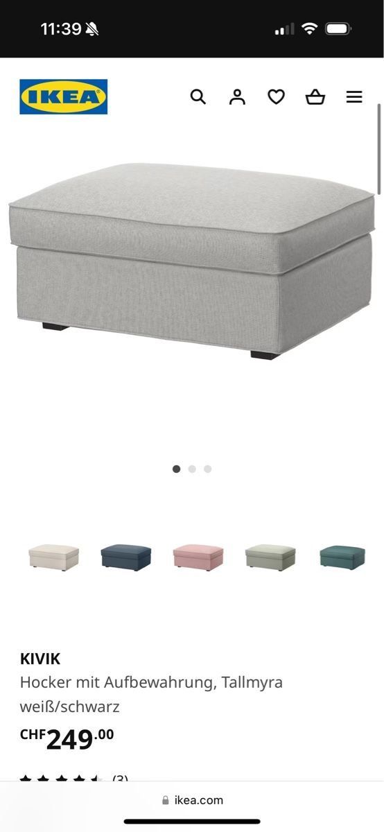 Ikea Hocker: IKEA Kivic Polsterhocker Hellgrau mit Stauplatz – Gebraucht aus Zürich von PZerggie 4