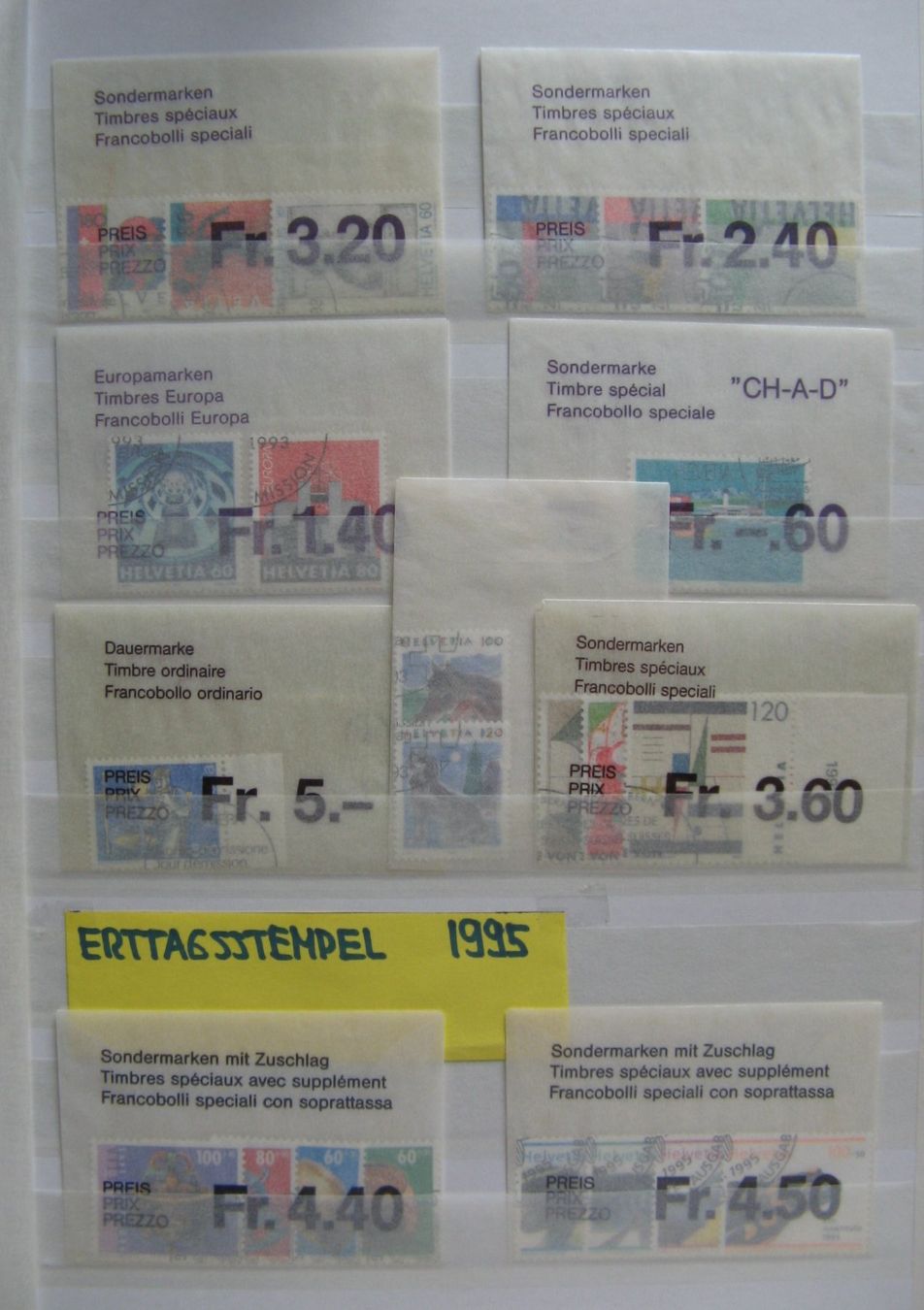 Tutti i francobolli: 1991 - 1995 Sätze mit Ersttagsstempel – Nuovo e nell'imballaggio originale da Frauenfeld venduto da Interessent1 2