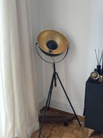 Designer Tripod Floor Lamp Black & Gold | Industrial Luxe