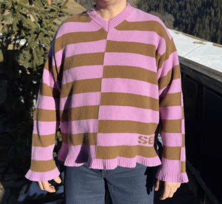 SEMICOUTURE Pullover gestreift lila braun Grösse S