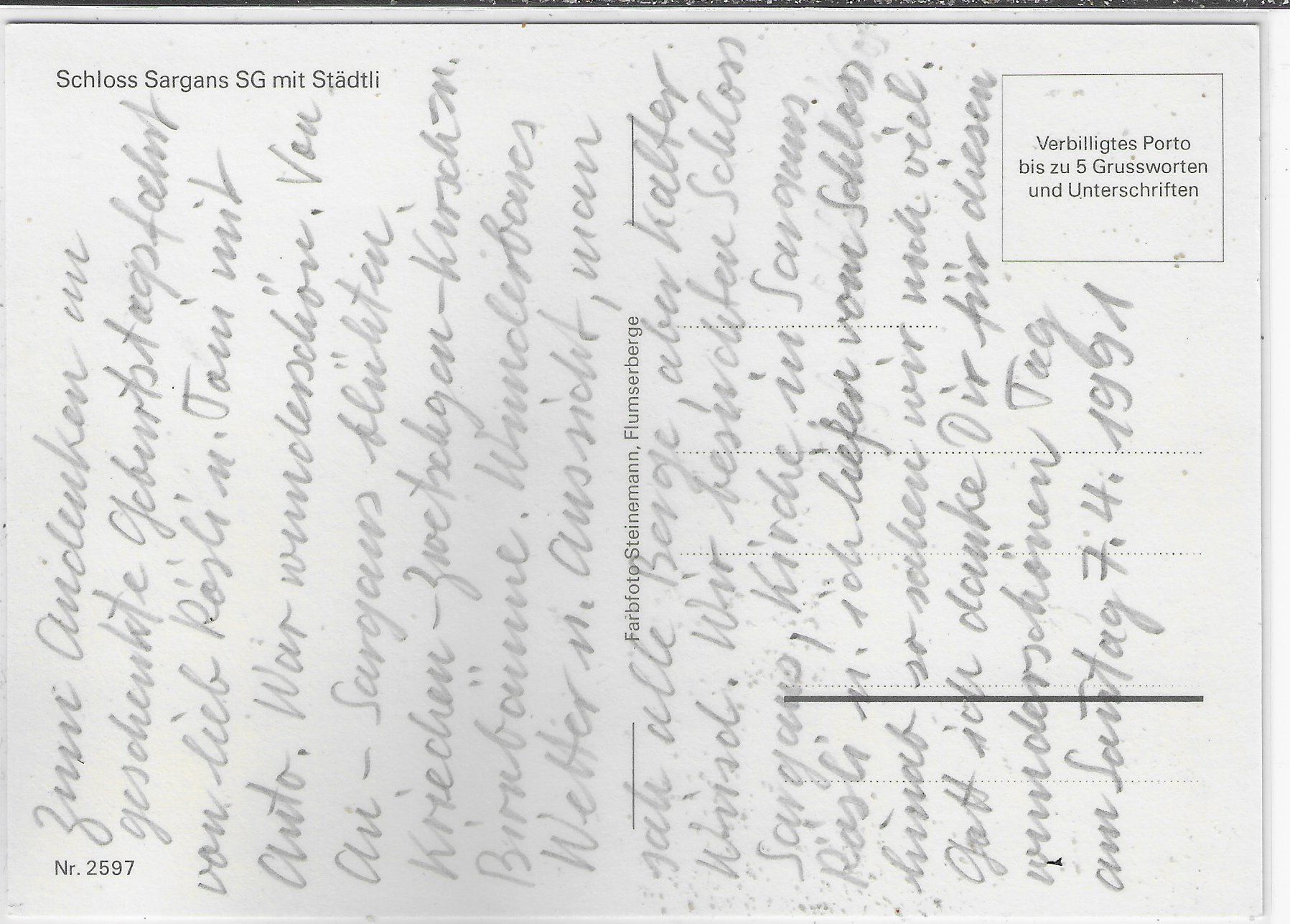 Cartoline postali: Schloss Sargans mit Städtli – Usato da Ettingen venduto da Kartenplanet 1