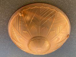 Art-déco-Hängeleuchte aus Pressglas, lachsfarben