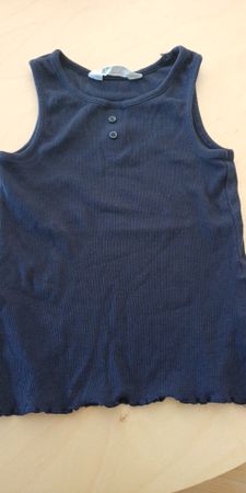 Sommer Tanktop, Grösse 98/104 Dunkelblau, Gerippt mit Knöpfe
