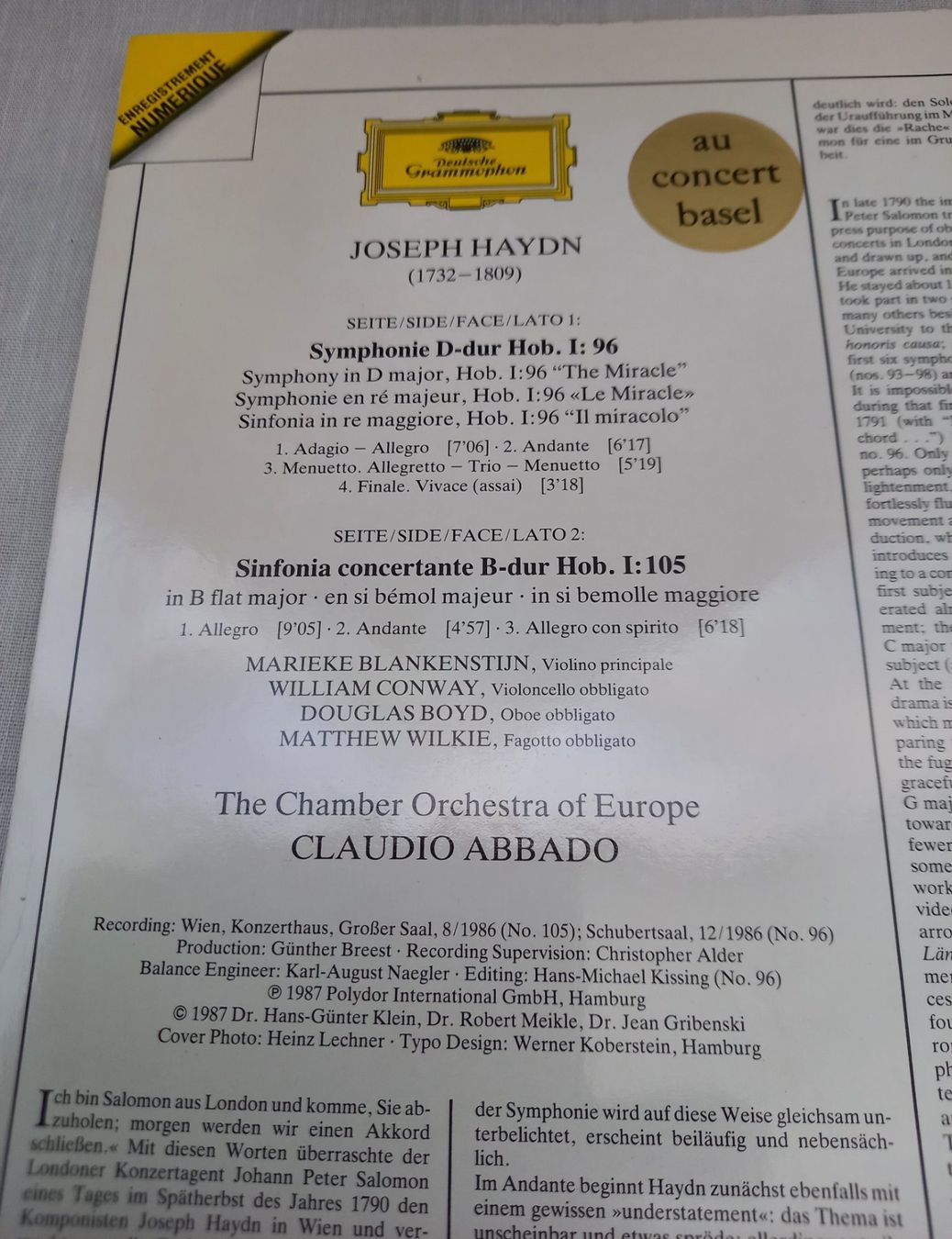 Dischi in vinile: KLASSIK-LP "JOSEPH HAYDN - SYMPHONY NO. 96" – Nuovo (secondo la descrizione) da Binningen venduto da mar_2jlr 2