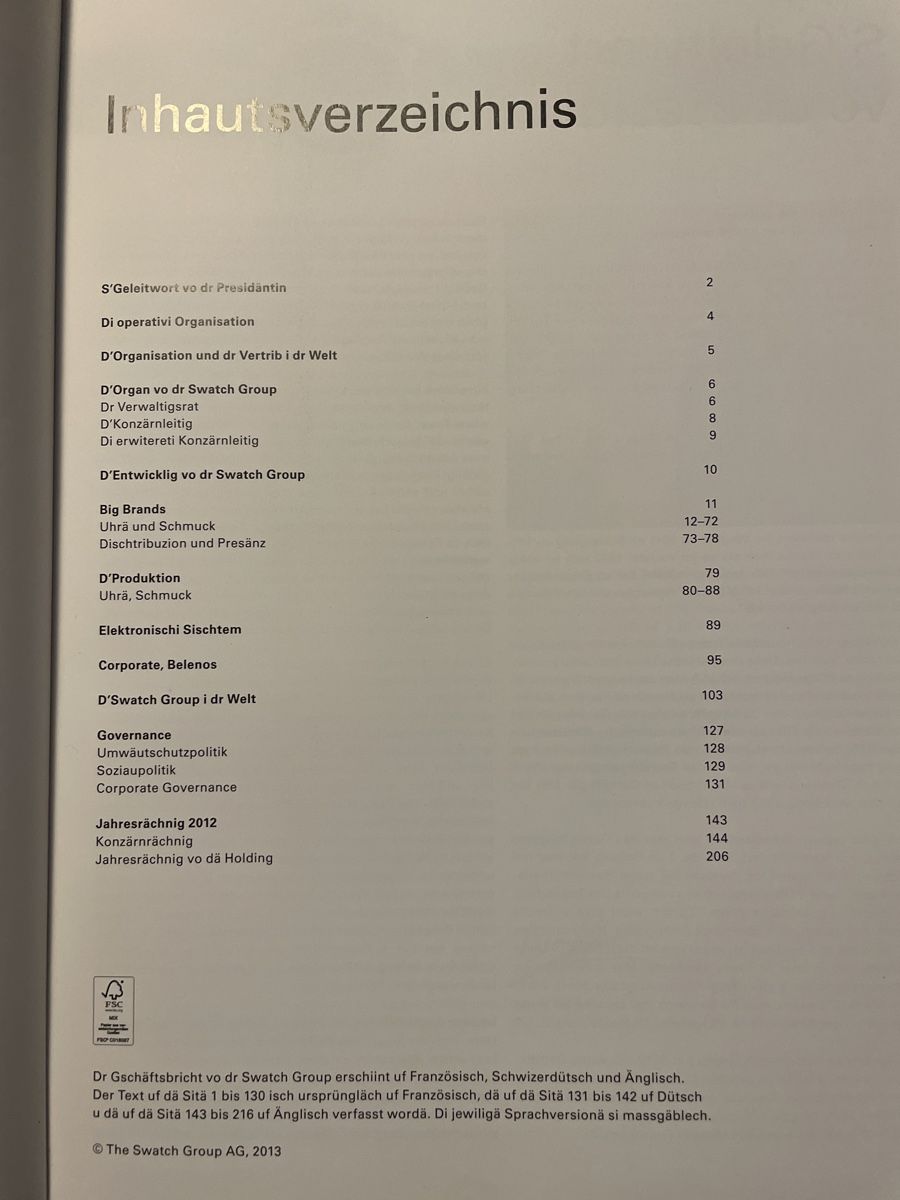Libri: Selten Swatch Group Geschäftsbericht 2012 Dialekt! – Nuovo (secondo la descrizione) da Kriens venduto da ruedi740 1