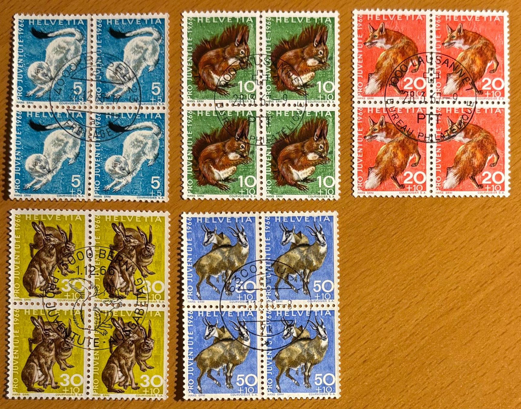 Tutti i francobolli: Timbres suisses 1966 Animaux – Usato da Lausanne venduto da Cabessa