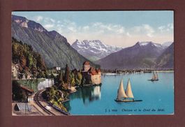 VEYTAUX - Gare et Château de Chillon - Dents du Midi - 1921