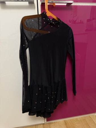Eiskunstlaufkleid schwarz mit Strass, ca. 9 Jahre