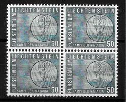 Liechtenstein Viererblock 355 ** Malaria 2.8.1962