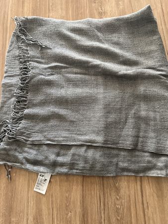 H&M Schal Baumwolle Baumwolle-Mix Fransen Grau One Size