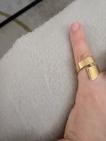 Goldfarbener Spiral Ring mit Zirkonia Stein, neuwertig