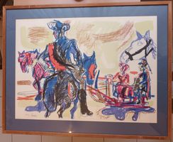 Titel: Hannes Gruber Lithographie signiert mit Holzrahmen