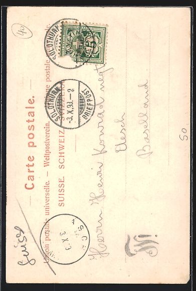 Cartoline postali: AK Solothurn, Partie am Baslerthor, 1899 – Usato da Berlin venduto da bartko-reher 1