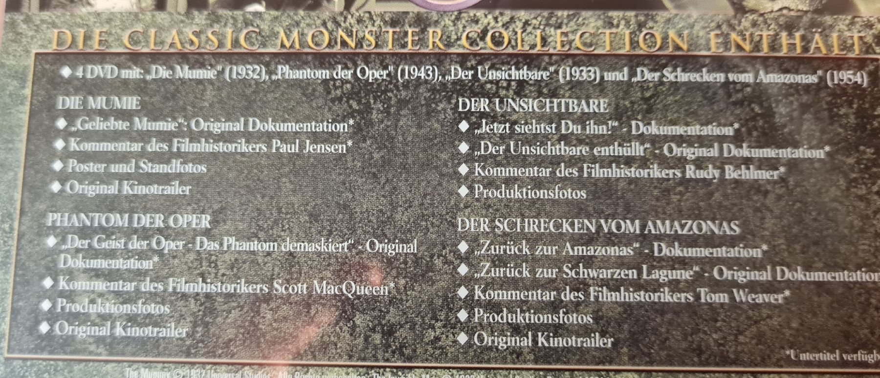 Tutti i DVDs: Universal Classic Monster Collection DVD Set -Top! – Nuovo (secondo la descrizione) da Turbenthal venduto da Stoertebeker 1