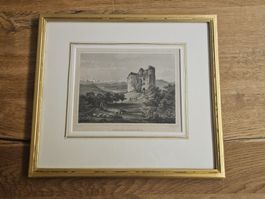 Historische Radierung Schloss Habsburg - 19. Jahrhundert