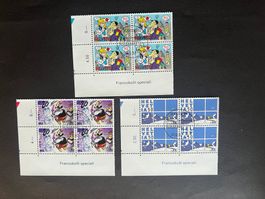 1992  828-830 Serie  Erstag gest. Viererblock mit Tab (K6)
