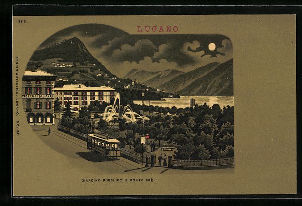 Cartes postales: Litho Lugano, Strassenbahn am Jardin Pub – D'occasion à Berlin par bartko-reher