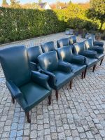 Fauteuils vintage en cuir vert foncé, ensemble de 10!