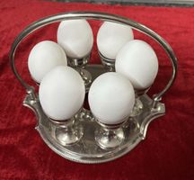 Set Küche Metall Eier Frühstück edel 1950er Jahre