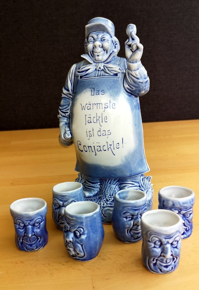Bottiglie: Cognak Flasche mit 6 Bechern, ca. 100 Jahre alt – Usato da Giswil venduto da Pelzer 1