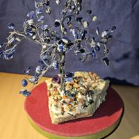 Dekobaum Edelstein Bonsai Baum, handgefertigt, Sodalith, Uni