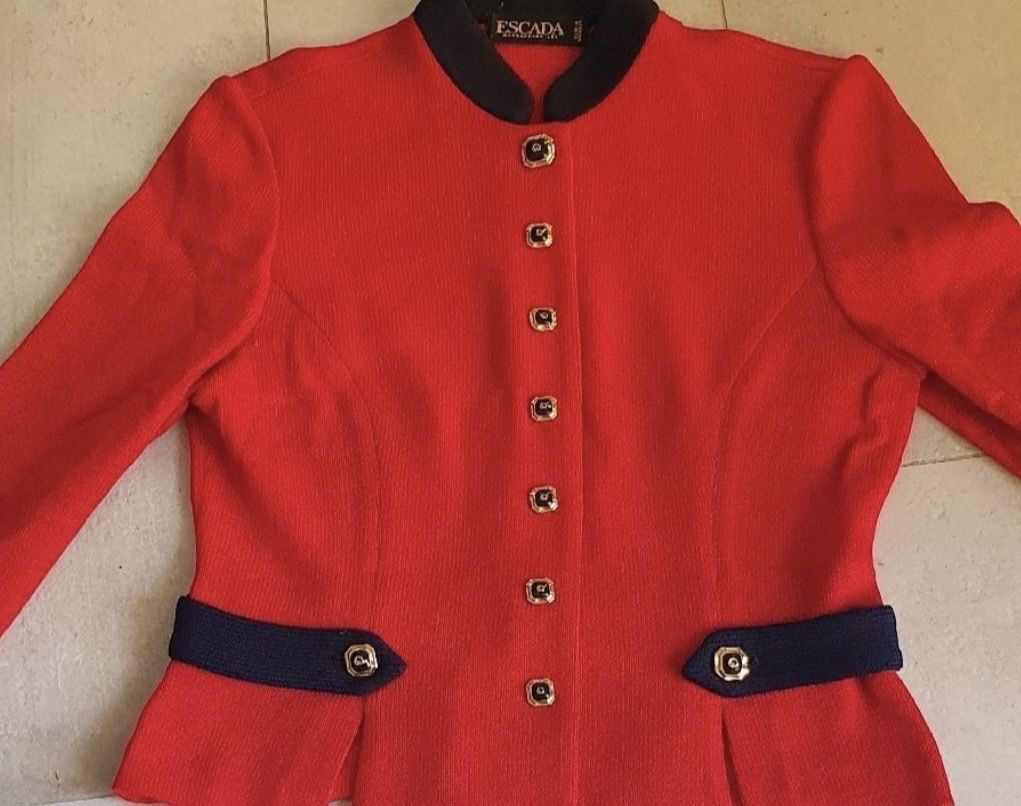 Escada Giacche: Escada Wool Jacket, Size 36, Red/Navy 50 – Nuovo (secondo la descrizione) da Glis venduto da lus_sx55
